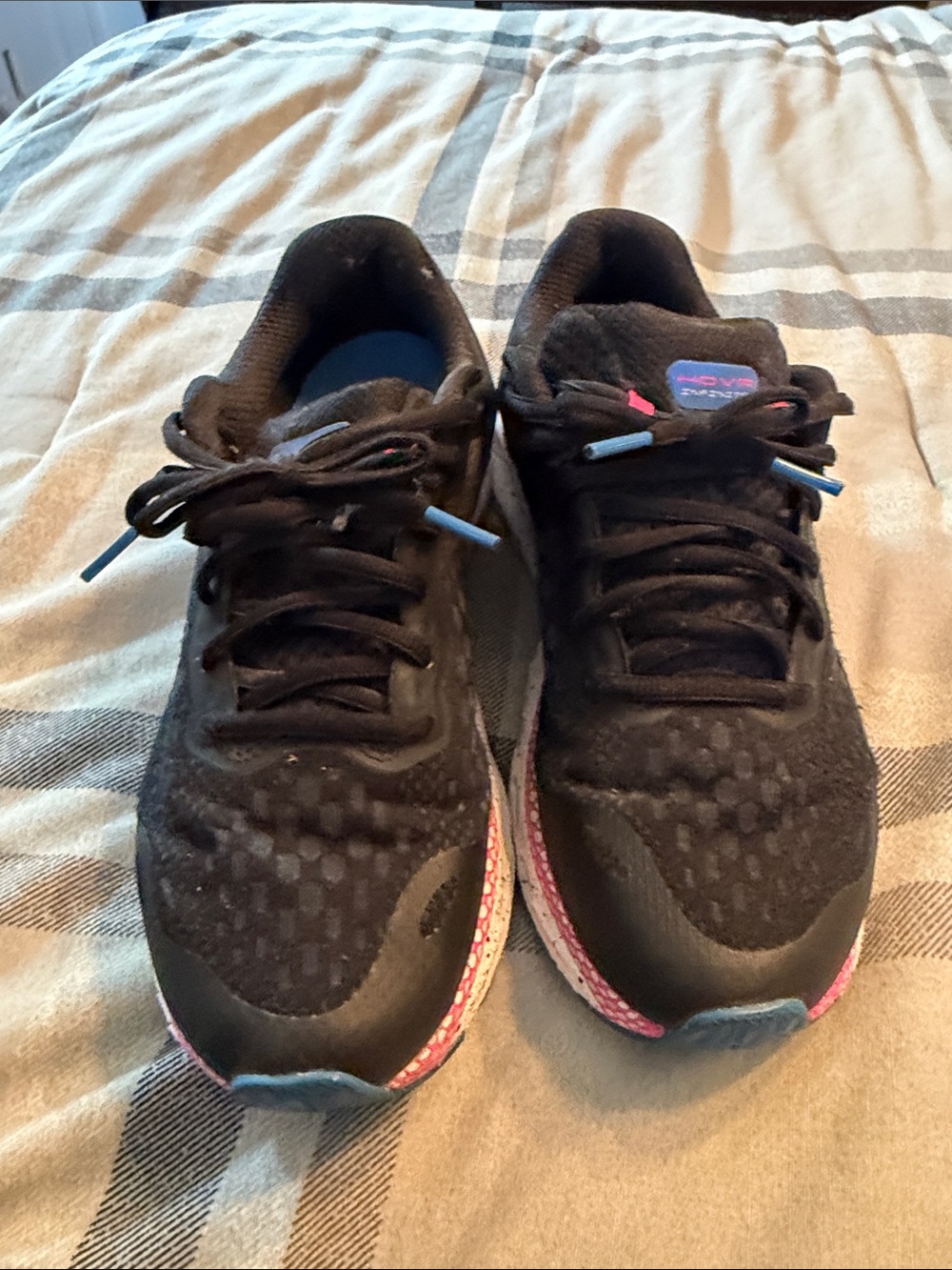 Women’s Black Athletic Sneakers with Pink Accents